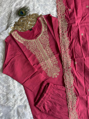 Beautiful Roman Silk  Embroidery With Sequence Work Dress