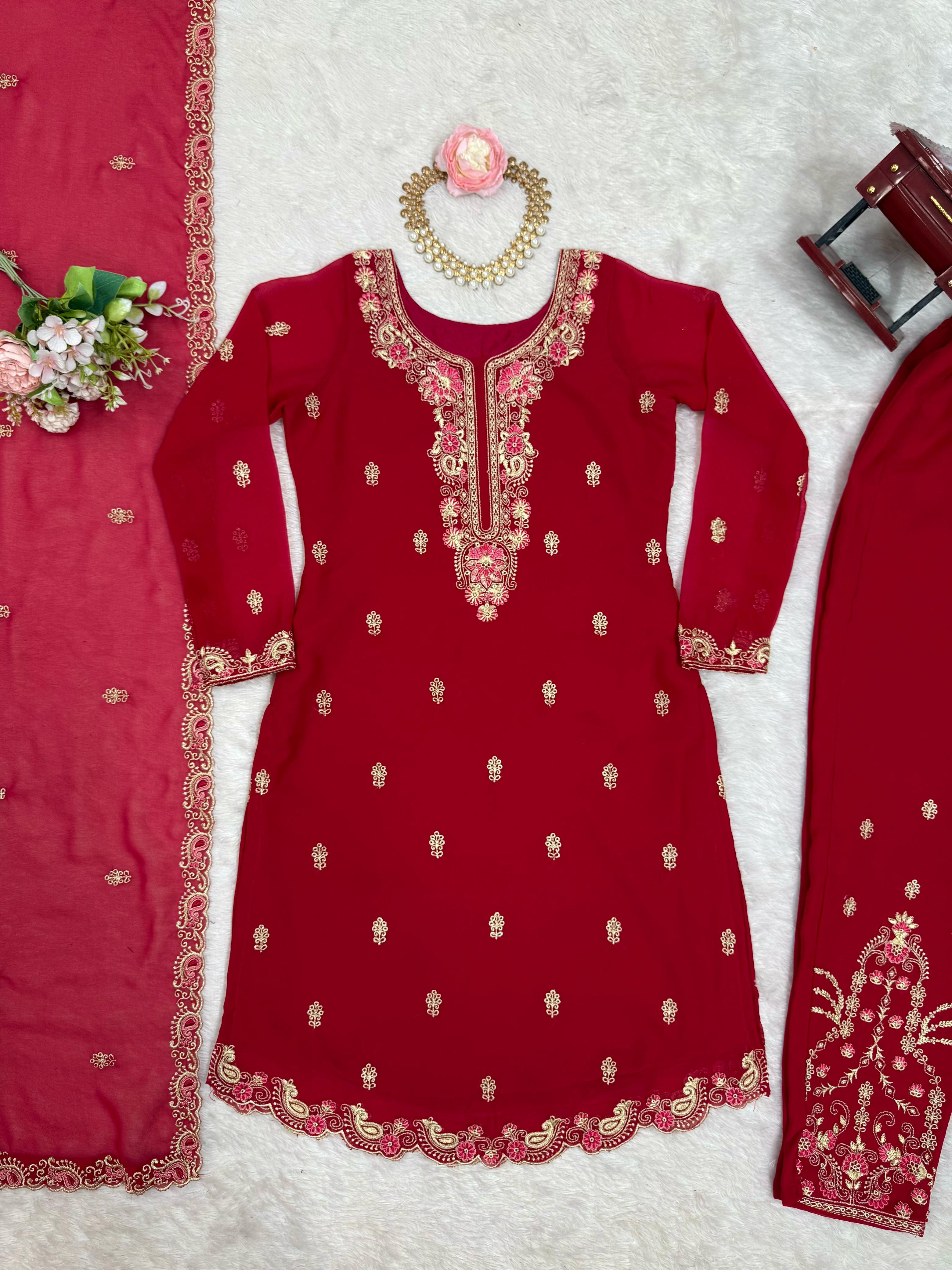 Party-wear Georgette Thread Work Salwar Suit