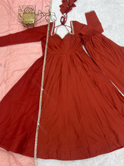 Beautiful Soft Nylon Net With Fancy Mirror Lace Gown