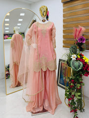 Designer Fandy Silk Embroidery Sequence Work Suit