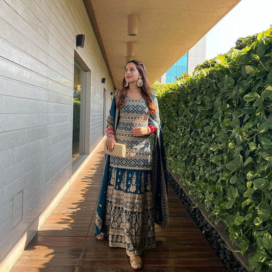 Trending Party-wear Silk Sequence & Embroidery Work Lehenga With Top