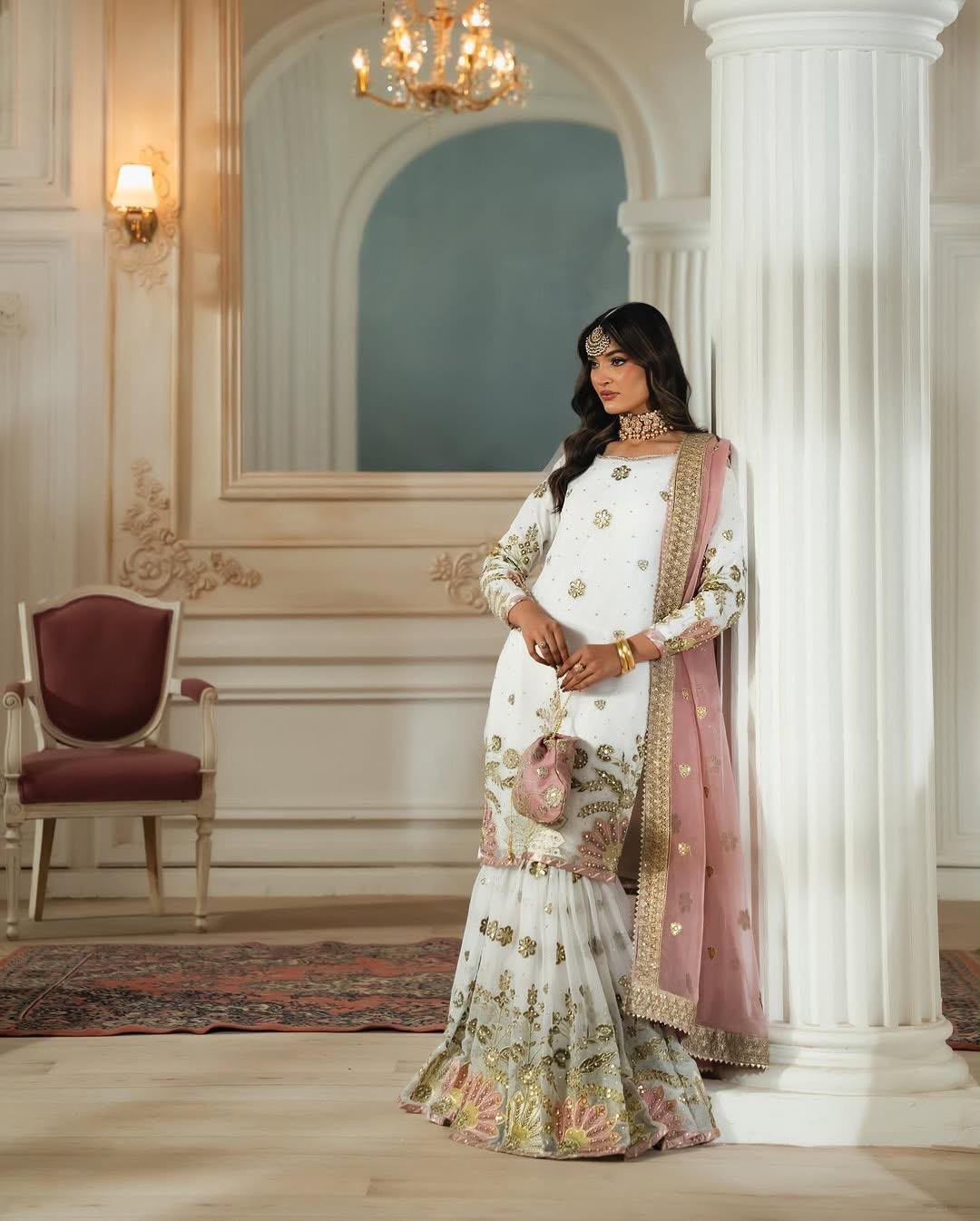 Designer Party-wear Georgette Embroidery Sequence Work Dress