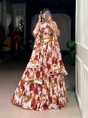 Vibrant Floral Marble Printed Lehenga Choli