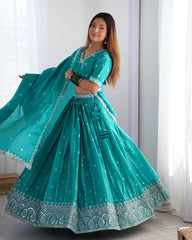 Beautiful Shimmer Silk Thread & Sequence Work Lehenga Choli
