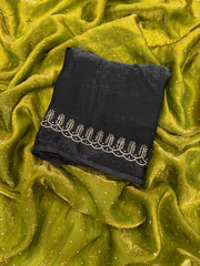 Party-wear Designer Pure Space Silk Zarkhan Diamond Work Saree