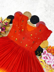 Stylish Beautiful Pure Mul Mul Cotton & Dual Color Pure Hand Work Gown