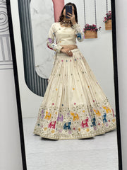 Beautiful Pure Tissue Silk Thread & Sequence Work Lehenga Choli