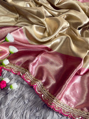 Beautiful Soft Tissue Silk With Chex Designer Saree
