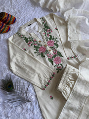 Beautiful  Khadi Cotton With Beautiful Embroidery Work Dress