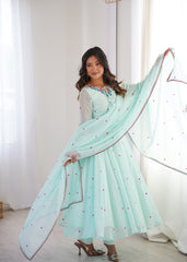 Beautiful Georgette Designer Embroidery With Thread Work Anarkali Gown
