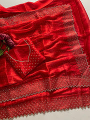 Beautiful Bollywood Zarkhan & Diamond Work Saree