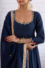 Beautiful Trendy Vichitra Silk Beads Work Anarkali Gown