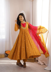 Beautiful Elegant Embroidered Sequence With Real Mirror Designer Gown