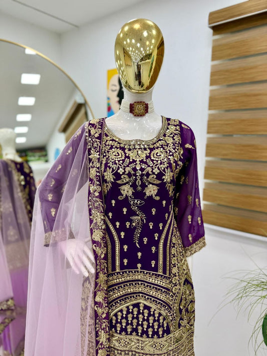 Beautiful Georgette Sequence & Embroidery Sharara