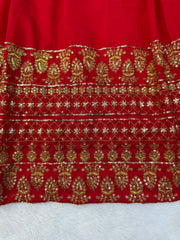 Attritive Red Colour Vichitra Silk Sequence Work Lehenga Choli
