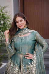 Party-wear Heavy Two Tone Fendy Satin Silk Sharara