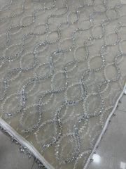 Party-wear Net Bits Sequence Pearls Embroidery Work Saree