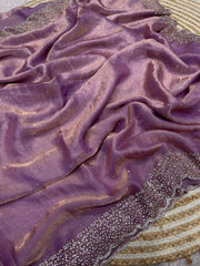 Beautiful Space Soft Silk Blooming With Zarkhan With Siroski Work Saree