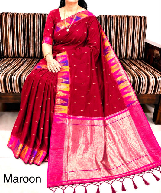 Beautiful Khadi Row Silk Minakari Weaving Saree