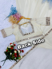 Designer Beautiful Georgette Embroidery Chikankari & Real Mirror Work Gown