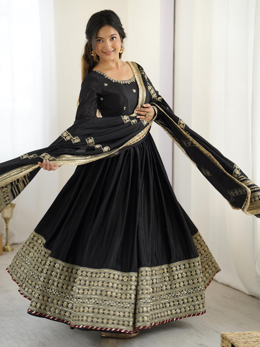 Trending Chinon Silk Thread With Sequence Work Gown