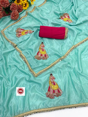 Festive Season Special Chinon Silk Multi Moti Cutdana & Sequence Work Saree