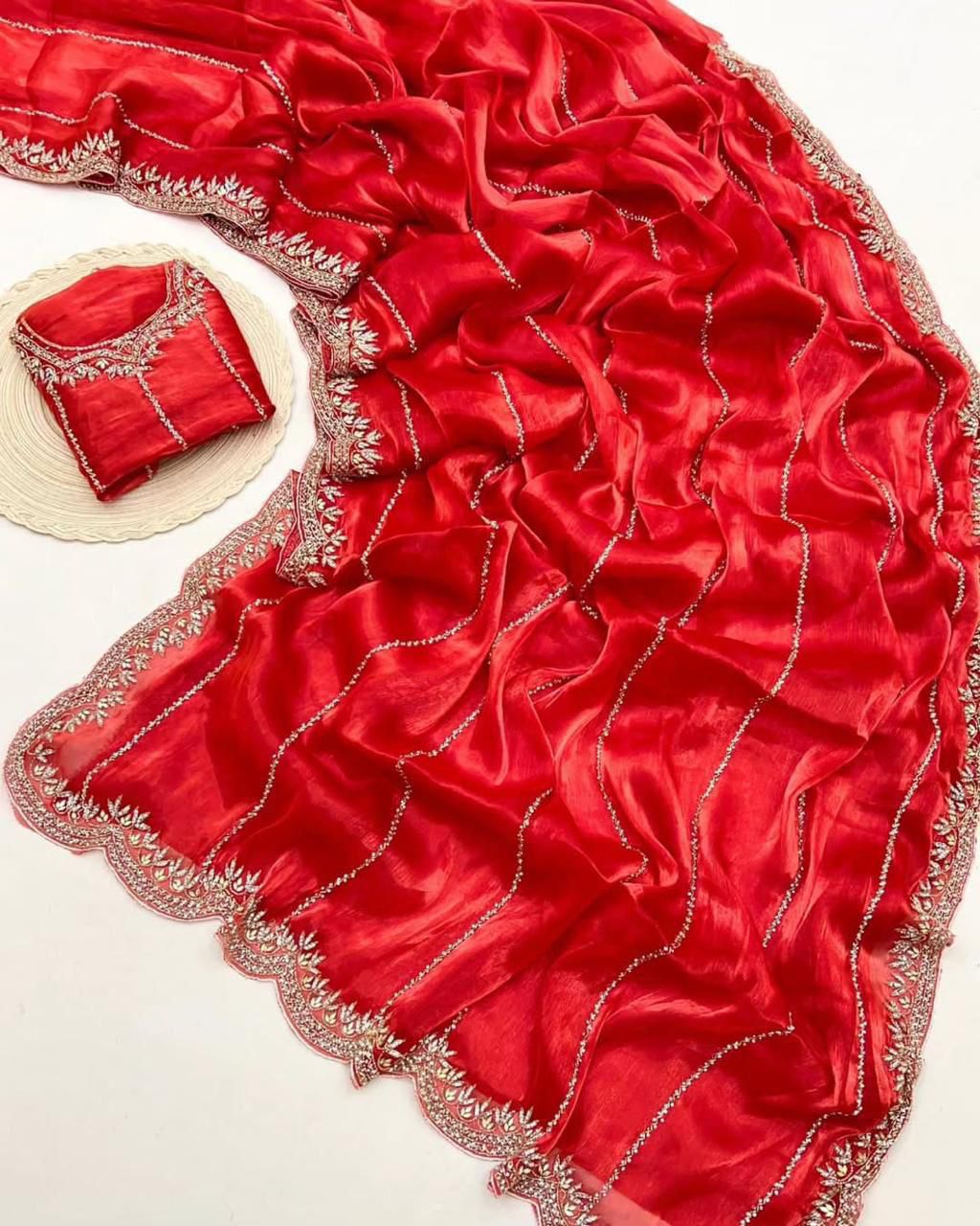 Party-wear Jimmy Choo Khatli Cut Dana Handwork Saree
