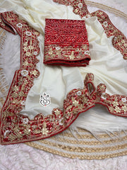 Beautiful Soft Chinon Silk Intricate Bandhej Saree