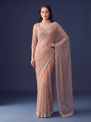 Party-wear Net Beads Sequence & Pearl Embroidery Work Saree