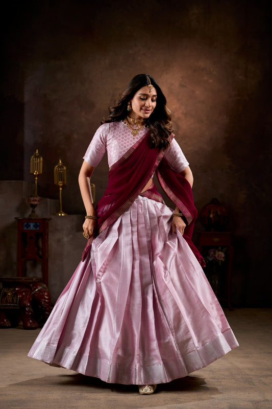 Southern Style Jacquard Silk Weaving Work Lehenga Choli