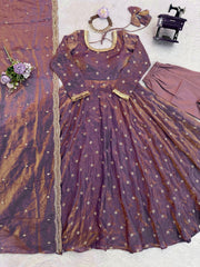 Elegant Fendy Silk Sequence Work Gown