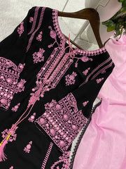 Beautiful Rayon Embroidery With Paper Mirror Work Suit