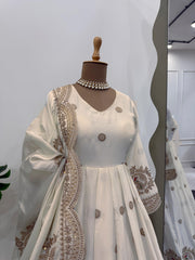 Beautiful Designer Chinon Silk Coding With Sequence Work Gown