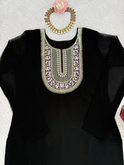 Elegant Ethnic Black Georgette Designer Thread With Sequence Work Sharara