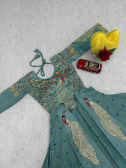 Festival Special Pure Vichitra Thread & Sequence Work Crop Top