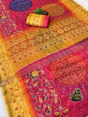 Beautiful Traditional Printed Bandej Printed Saree