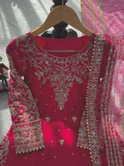 Party-wear Natural Crepe Thread With Sequence Coding Dori Work Suit