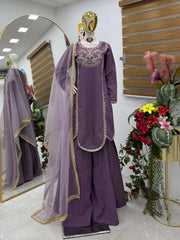 Party-wear Roman Simmer Silk Sequence & Embroidery Work Sharara