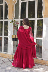 Beautiful Designer Blooming Georgette Embroidery Work Long Gown