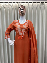Beautiful Designer Rayon Cotton Embroidery Work Dress