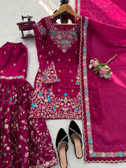 Beautiful Party-wear Thread With Sequence Work Suit