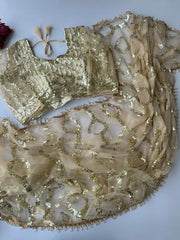 Bollywood Blockbuster Sequence Designer Sequins Embroidery Work Saree
