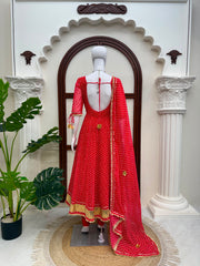 Elegant Ethnic Georgette Digital Printed Gottapatti Work Gown