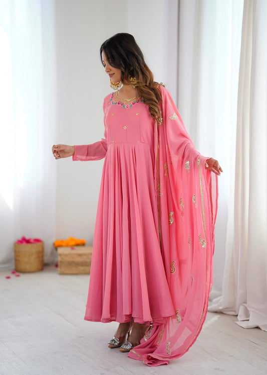 Women’s Ethnic Style Georgette Embroidery & Sequence Work Gown