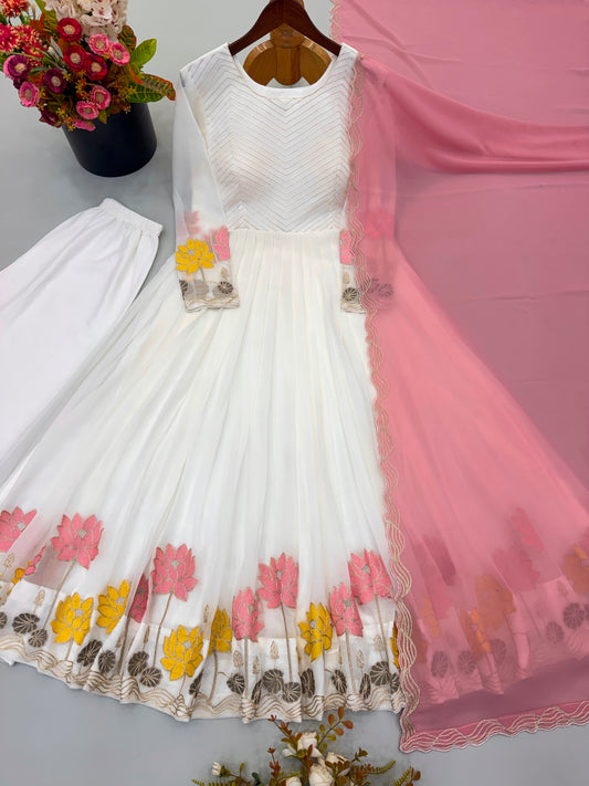 Party-wear Georgette With Embroidery Work Gown