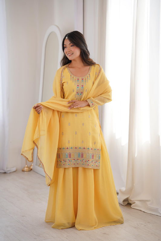 Attritive Pure Soft crunchy Silk Embroidery Work Salwar Suit