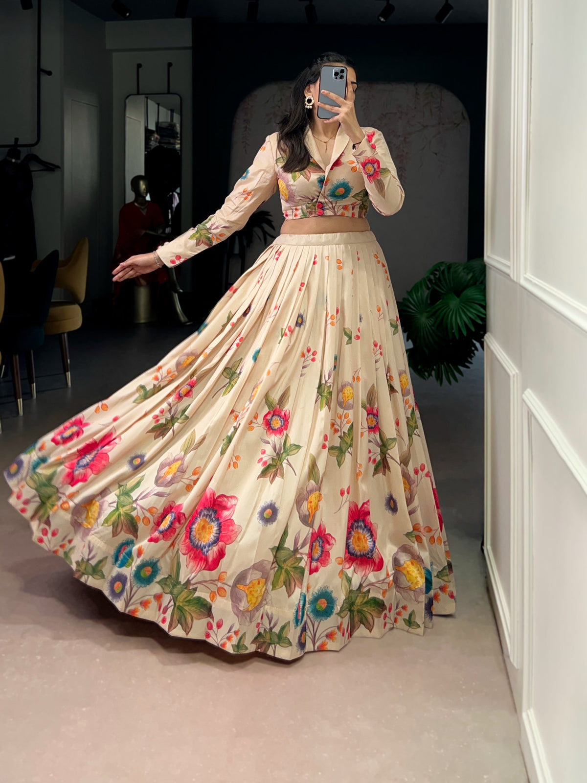 Beautiful Tasar Silk Floral Printed Co-ord Set