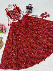 Navratri Special Rayon Digital Printed Lehenga Choli With Koti