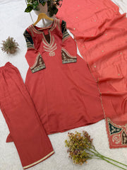 Party-wear Mul Chanderi Codding Sequence With Embroidery Work Suit