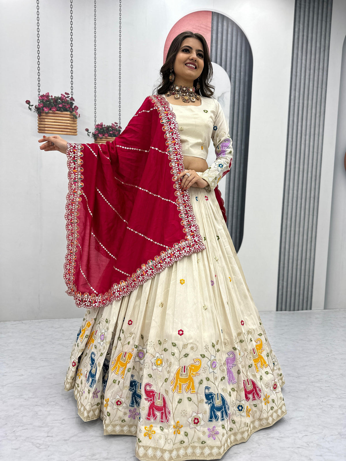 Beautiful Pure Tissue Silk Thread & Sequence Work Lehenga Choli